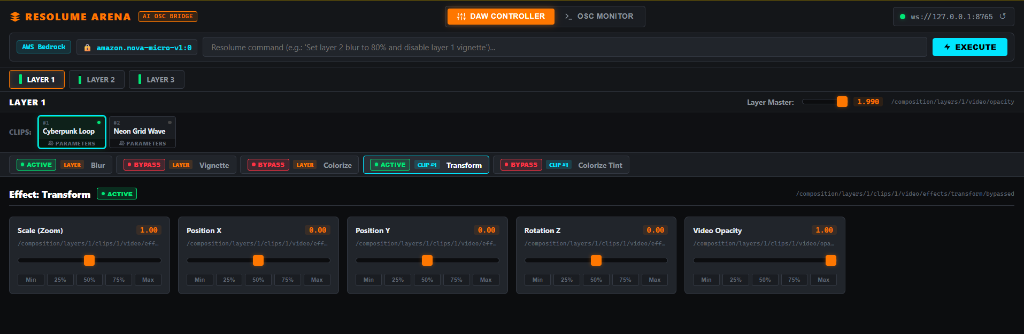 Resolume AI Bridge Interface & DAW Controller